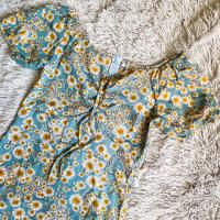 Vestido Mini De Verano Para Mujer Estampado Floral Chiffón Casual Cintura Natural Manga Larga Suelta Cierre De Cremallera - details 4