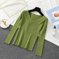 Suéter Zoki Para Mujer De Manga Larga Cuello En V Estilo Básico Casual Otoño Invierno Suave Elástico Solido Ajustado - details 1