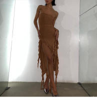 Vestido Asimétrico De Pecho Abierto Para Mujer Y2K Con Corte Va Va Voom Y Tirantes Slim Irregular De Poliéster Sin Mangas Sexy Para Club - details 8