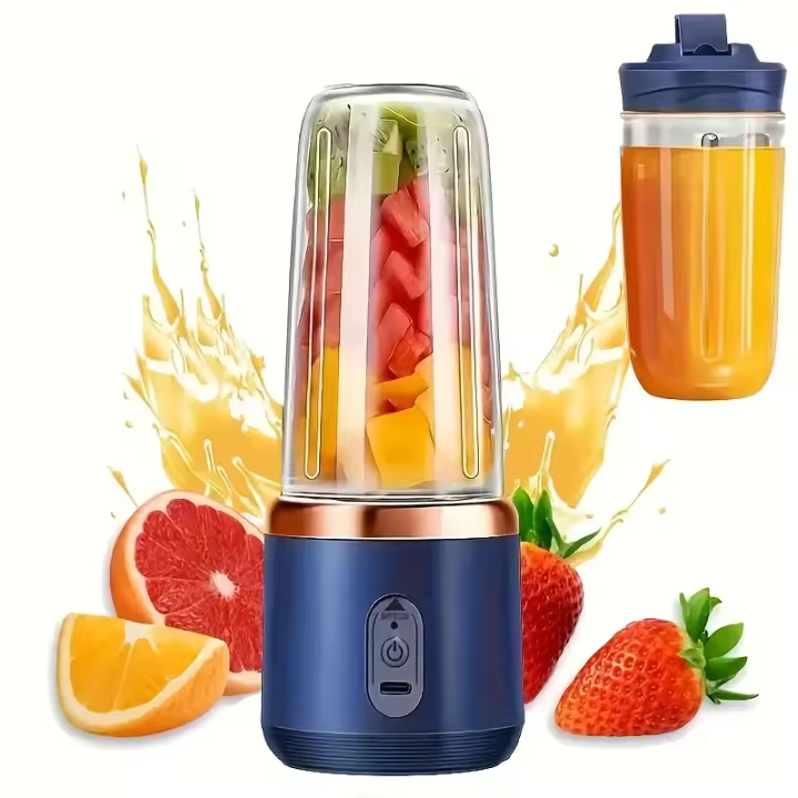 Extractor de Jugo USB Portátil.Recargable · 2 tazas incluidas · 6 cuchillas.Licuado rápido y silencioso · Tapa deportiva.Ideal para viajes, cocina y regalos. - 1