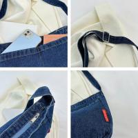 Bolso De Hombro Grande Para Mujer Estilo Casual Simplicidad Bolsa De Compras De Alta Capacidad Bolsa Cruzada De Denim Mensajero - details 2