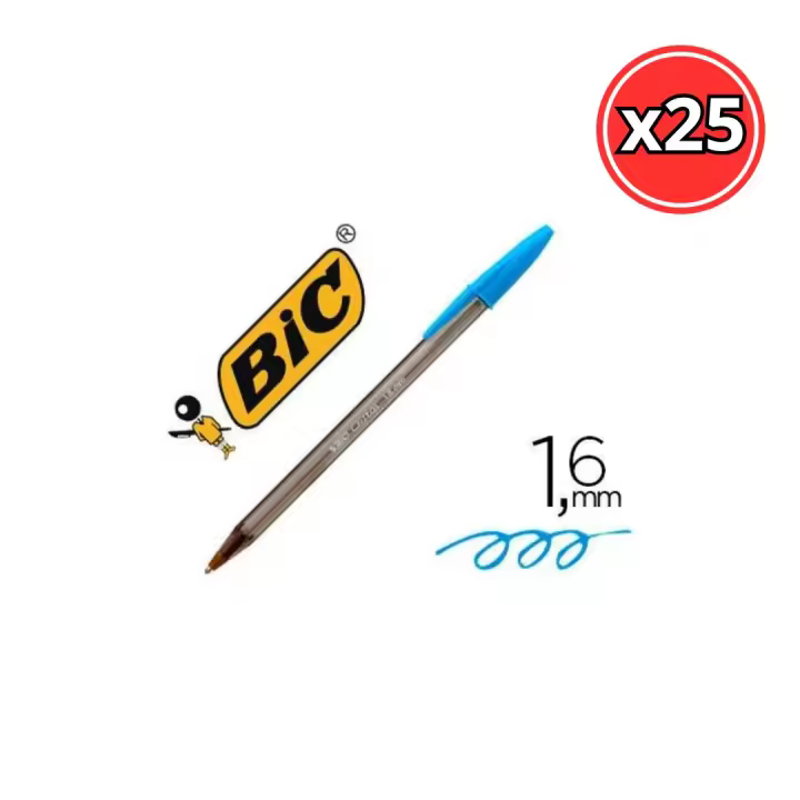 BOLIGRAFO BIC CRISTAL LARGE 1.6mm PACK 25 UNIDADES - 1