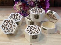 Lote de 12/18 baúl de madera troquelado hexagonal para regalos y detalles de boda comuniones aniversarios bautizos cajas de madera para regalos - details 4