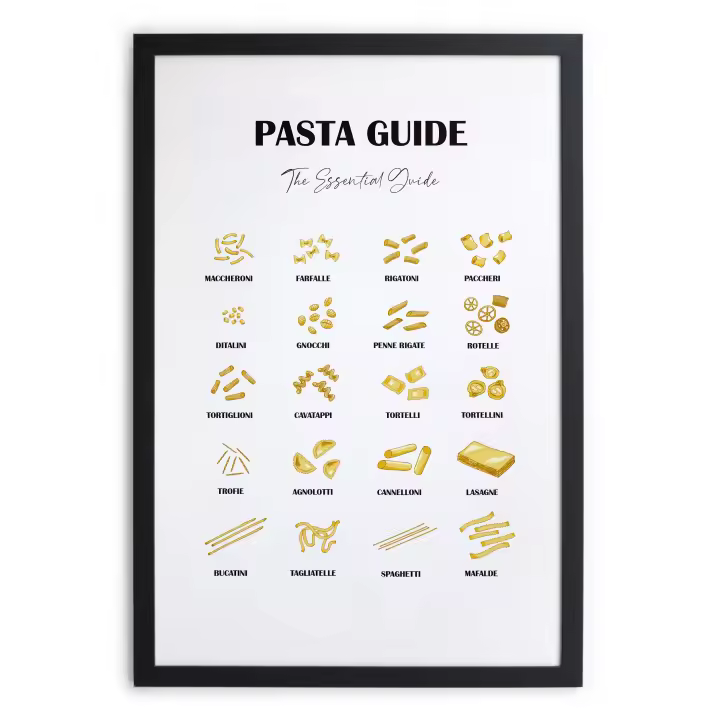 Cuadro con marco negro 40x30 guía de pasta - 1