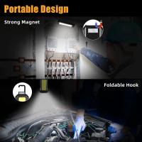 Linterna De Trabajo COB LED Recargable USB Con Batería 18650 Luz Portátil Para Camping Impermeable Con Imán 4000mAh Fuente De Iluminación Mixta Distancia De Iluminación 50-100 M - details 4