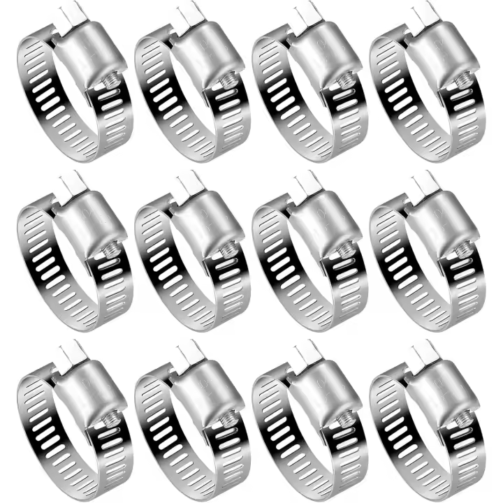 Lot de 12 Colliers de Serrage Tuyau en Acier Inoxydable 304 - Réglables (16-25mm) pour Tuyaux d'Eau, Réservoirs de Gaz et Tubes Automobiles - 1