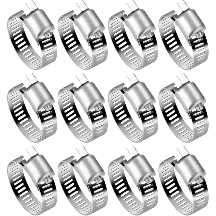 Lot de 12 Colliers de Serrage Tuyau en Acier Inoxydable 304 - Réglables (16-25mm) pour Tuyaux d'Eau, Réservoirs de Gaz et Tubes Automobiles - 1