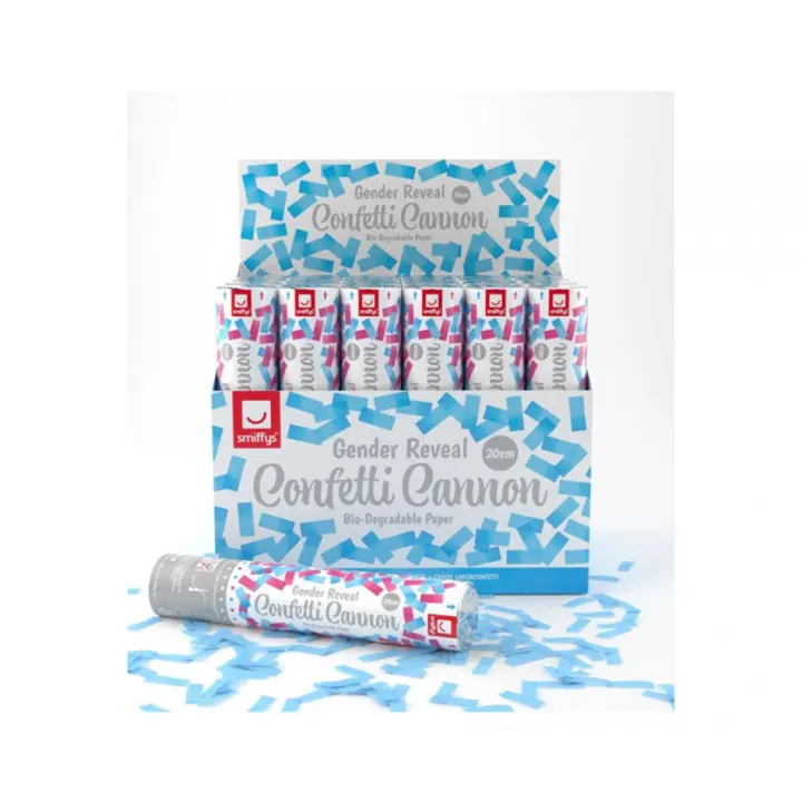 Smiffy's Cañón de Confetti Kabuki Azul Gender Reveal Biodegradable de 20 cm (1 unid) - 1
