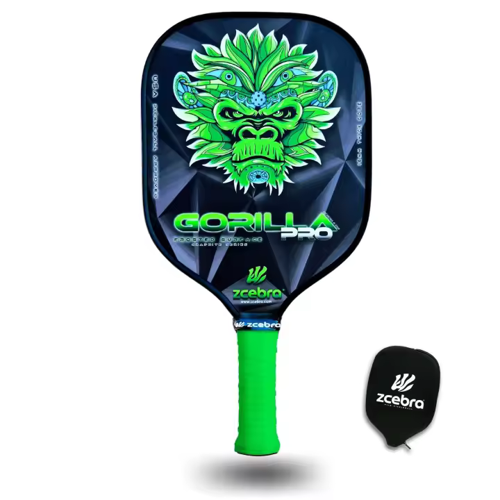 Pala de Pickleball Zcebra Gorilla Pro Green. 16 mm. Superficie Frosted, Honey +. Funda de Neopreno - 1