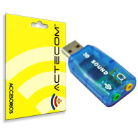 Actecom Tarjeta de Sonido USB Externa Adaptador Audio 5.1 Micrófono 3.5mm Conector Jack para PC Laptop Altavoces Auriculares - details 1