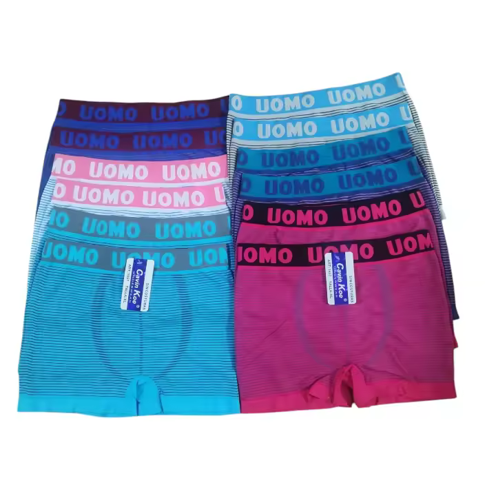 Liababylove, pack ahorro 12 unidades de boxer de licra sin costuras laterales, calzoncillos de hombre, comodos, adaptable al cuerpo con estampado de rallas, en colores surtidos. Disponibles en 3 tallas, M, L , XL. Se ajustan. Muy comodos.Gran calidad. - 1