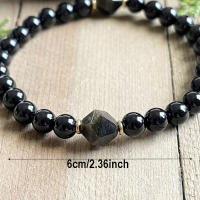 Pulsera De Obsidiana Y Turmalina Negra 1 Pieza Regalo Ideal Para Hombres Y Mujeres Adorno De Moda Unisex - details 2