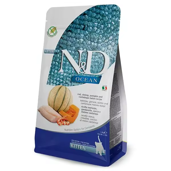 FARMINA N&D CAT KITTEN OCEAN BACALAO CALABAZA 300GR / Alimento completo para gatitos, gatas gestantes o lactantes. - 1