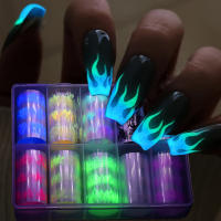 10 Rolls De Uñas Con Diseño De Llama Fluorescente Estilo Neón Para Manicura Adhesivos De Papel Estelar Para Decoración De Halloween - details 0