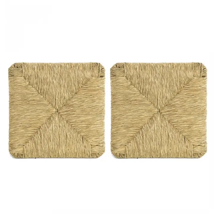 Mediawavestore Kit 2 Pz Asiento Silla PISA Art.901 Estructura Inferior Paja Natural 37x37cm - Renueva Tu Silla con este Kit de Recambio de Asiento de Paja Natural - 1