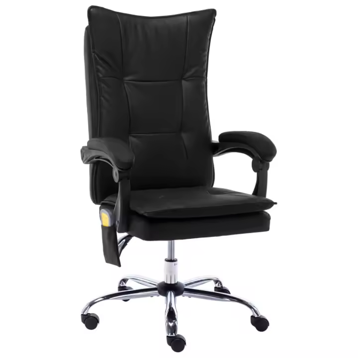 Silla de Masaje de Cuero Sintético Negro - 1