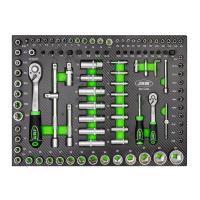 Carro de herramientas JBM con siete cajones verde,  CARRO SERIE 1 [172 HERRAMIENTAS] ,  más set de 4 módulos EVA carbono para el carro con herramientas, 54389 - details 1