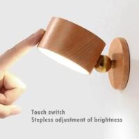 Lámpara De Pared Móvil Magnética Para Dormitorio Y Sala De Estar Interior Material De Madera Cargable USB Rotación De 360 Grados Luz De Sconce Toque - details 7