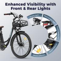 Bicicleta eléctrica de larga duración Fafrees F26, motor de 250 W, batería de 36 V 20,3 Ah, neumáticos de 26 x 1,95 pulgadas, velocidad máxima de 25 km/h, alcance de 140 km, SHIMANO de 7 velocidades, frenos de disco mecánicos, pantalla LCD de 2,3 pulgadas - details 10