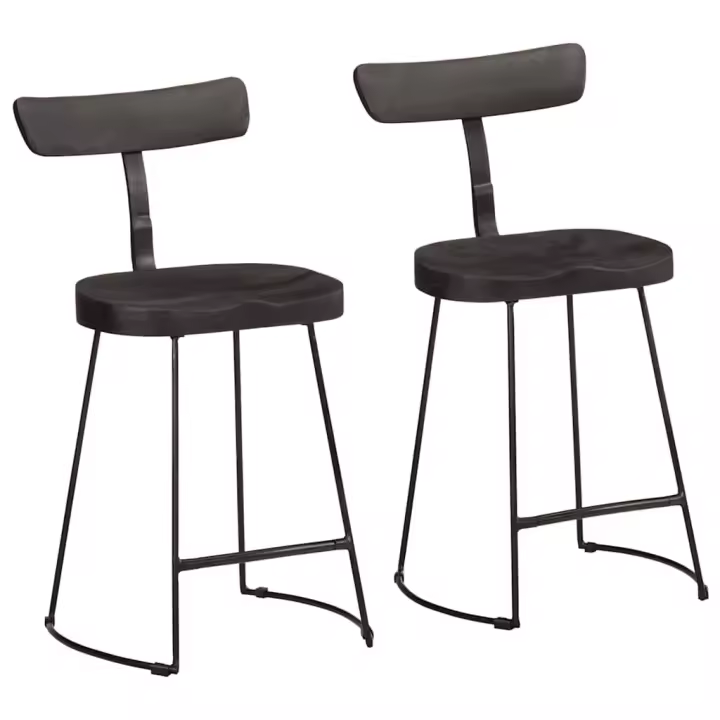 vidaXL Taburetes de barra 2 uds negro 49x43x79 cm madera maciza mango - 1