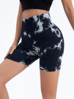 Shorts De Gimnasio Para Mujer Con Diseño De Tie Dye Y Cintura Elástica Ancha Sin Costuras De Alta Cintura Leggings De Deporte - details 3