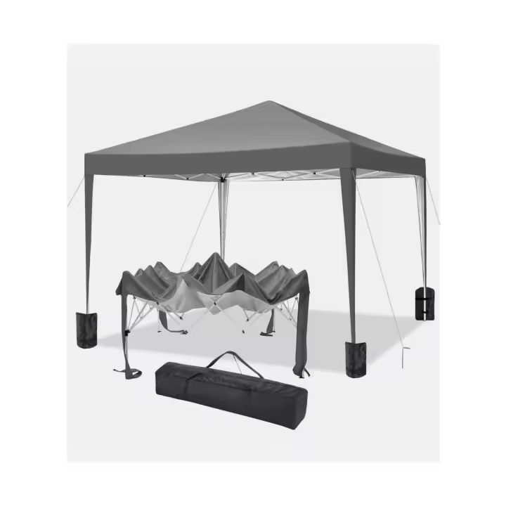 PopUp Pavillion 3x3m Pabellón Pabellón Plegable Tienda de jardín Impermeable Vientosx4 Color :Gris - 1