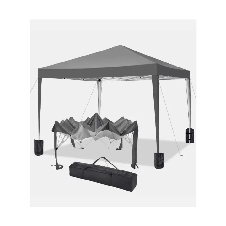 PopUp Pavillion 3x3m Pabellón Pabellón Plegable Tienda de jardín Impermeable Vientosx4 Color :Gris - 1