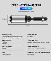 Cargador de coche retráctil 4 en 1, Puerto dual USB C PD, Carga rápido, adaptador para encender los cigarrillos de coche con Pantalla de Voltaje (DulaTypeC) - details 2