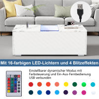Mesa de Centro Blanca 100x50x35 cm, exterior de Mármol, iluminación LED, Elementos de Cristal Y 2 cartones-Capacidad de carga Hasta 20 kg, Modern Diseño - details 2