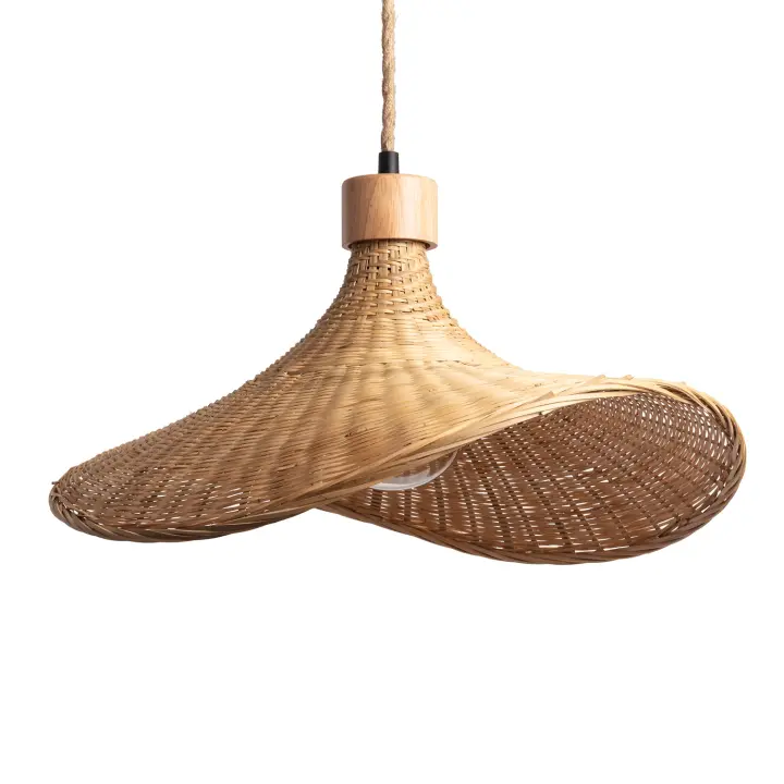 LEDKIA LIGHTING - Lámpara Colgante Bambú Kathu Sienet | Diseño Elegante y Natural | Funciona con Bombillas E27 | Altura Ajustable | Ideal para Hogar y Negocios, Natural, Bambú - 1