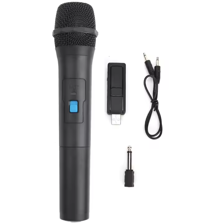 Micrófono Inalámbrico VHF Profesional De Plástico ABS Negro USB Receptor Micrófono Universal Para Escenario Y Performance - 1