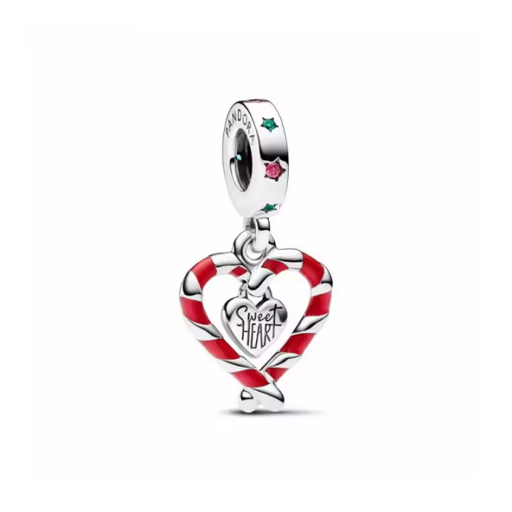 Charm Colgante Corazón Bastón Caramelo Doble de Navidad - 792822C01 - 1