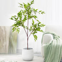 Planta Artificial De Bambú Y Hojas De Nandina Verde Falso Para Decoración De Jardín Interior Y Exterior Tamaño Grande 76-140cm - details 1