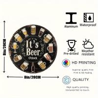 Cartel Redondo De Aluminio De 8" X 8" Con Imagen 'Es Hora De Cerveza' Para Decoración De Hogar Cocina Oficina O Garage Impresión HD - details 7