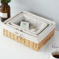 Cesta De Almacenamiento Tejida a Mano Con Tapa Organizador De Ropa Y Lavandería Caja De Cosméticos Para Juguetes Y Toallas - details 0