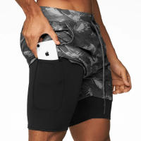 Shorts De Correr Para Hombres 2 En 1 Doble Capa Secado Rápido Deporte Fitness Short De Entrenamiento Camuflaje Talla M-3XL - details 43