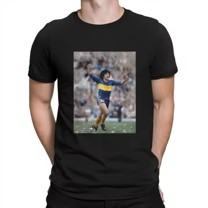 Camiseta De Hombre Boca Juniors Con Diseño De Maradona Camiseta Corta De Algodón Para Verano Estilo Casual Ganador De Eldorado - 1