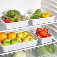 X-Set de 4 Bandejas Organizadoras Multifuncionales para Nevera en Plástico Reutilizable, Contenedores Rectangulares para Almacenamiento, Juego de Bandejas para Refrigerador en Blanco 890 ml, 1.65 l, 3 l y 4 l, Ideal para Mantener Alimentos Frescos - details 3