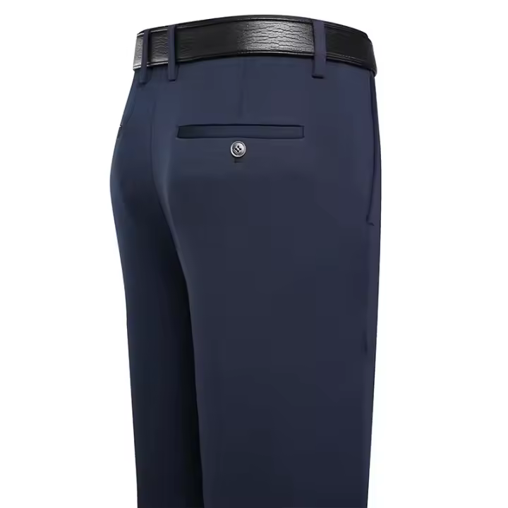 Pantalones De Traje Para Hombre Casual Formal Negro Azul Marino Rectos Elásticos Ropa masculina - 1