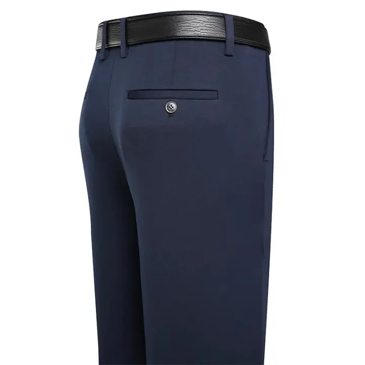 Pantalones De Traje Para Hombre Casual Formal Negro Azul Marino Rectos Elásticos Ropa masculina - 1