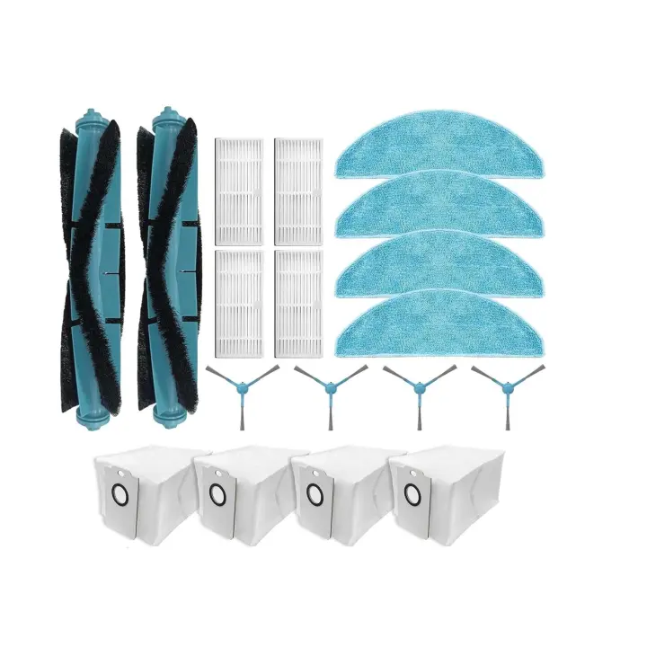 Repuestos compatibles con Cecotec Conga 7490 Immortal, 8290 Immortal Ultra Power Home Genesis X-Treme Accesorios, 2 cepillos Principales, 4 cepillos Laterales, 4 filtros, 4 paños, 4 Bolsas   Pack 18 en 1 - 1