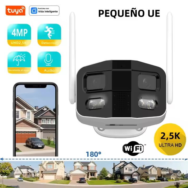 Cámara De Seguridad IP Tuya 4MP Con Lente Dual WiFi Monitor De Bebé Visión Nocturna En Color PTZ Mini Para Interior Y Exterior - 1