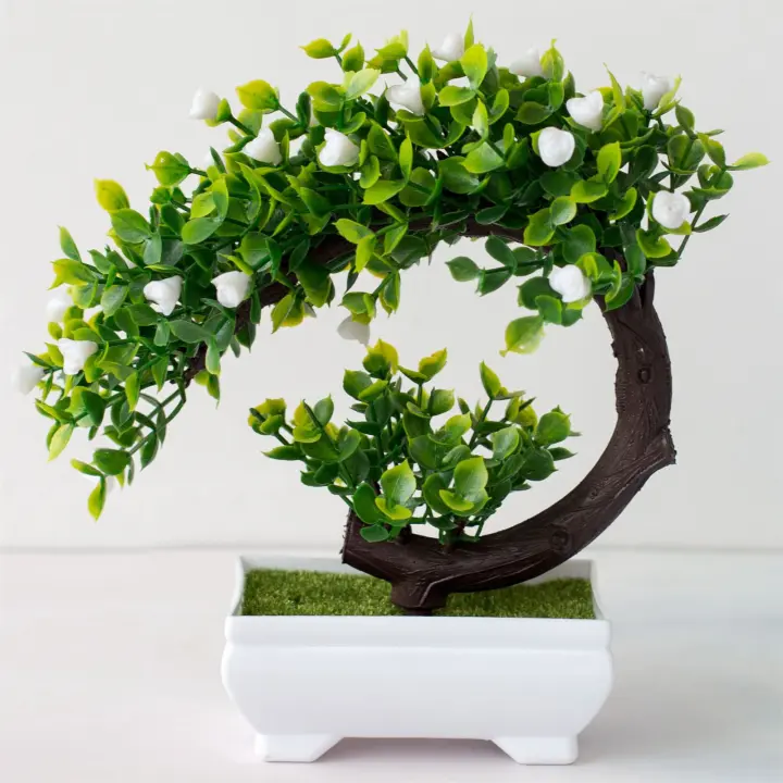 Planta Artificial De Bonsái En Vaso Flores Falsas Ornamento De Mesa Material Plástico Estilo De Planta Bonsái - 1