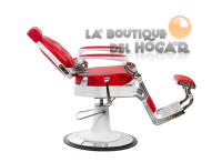 Sillón Clásico De Barbero LBH  Hidráulico Estilo Retro Vintage Con Reposapies Integrado Modelo Mae White - Color Rojo - details 1