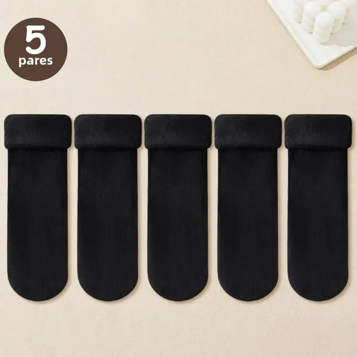 Calcetines Cortos De Invierno Para Mujer 5/10/20 Pares Gruesos Y Cálidos De Lana De Cashmere Y Nylon Para Botas De Nieve Uso Doméstico Y En Piso - 1