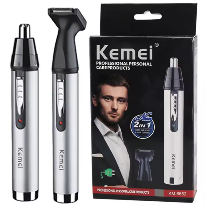 Kit De Aseo Completo Kemei Para Hombres Cepillo Eléctrico Recargable Trimmer De Pelo Nariz Barba Cejas Shaving Máquina De Afeitar Facial - 1