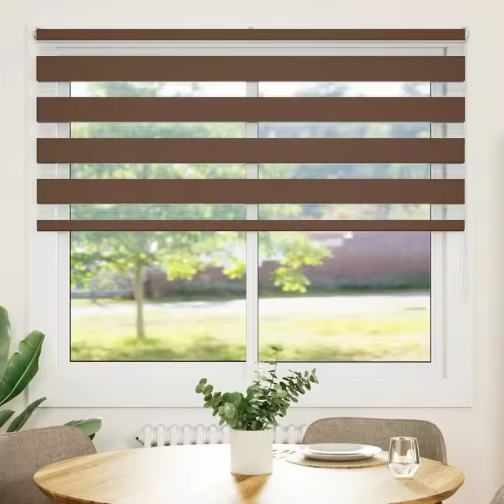 Estor cebra marrón 160x150 cm tejido ancho 155,9 cm poliéster - 1