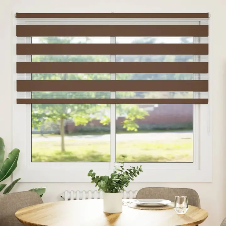 Estor cebra marrón 160x150 cm tejido ancho 155,9 cm poliéster - 1