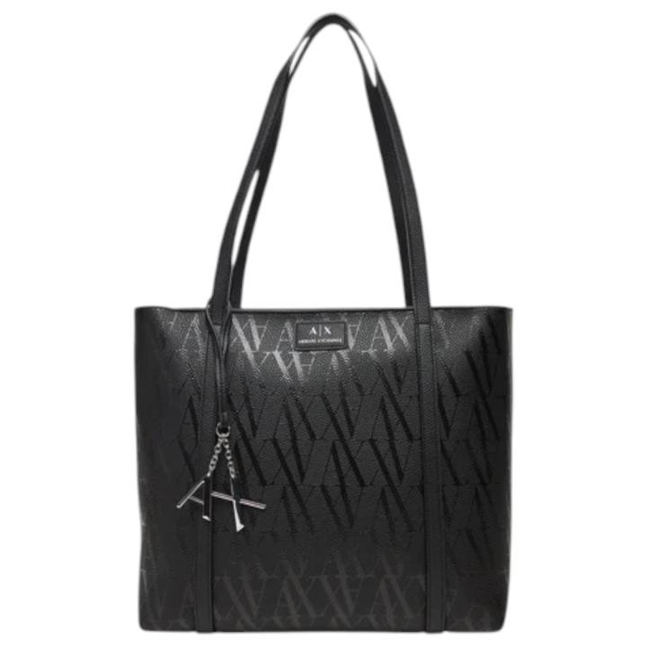 Shopper armani exchange donna monogram logo translucent leather black