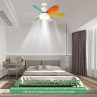 Porcheddu Ventilador de techo con casete E27 con Luz, Base roscada, Aspas extraíbles, atormilado Luz con ventilador de techo y control remoto, adecuado para Garaje, baño, dormitorio, Cocina, Luz Redonda - details 6